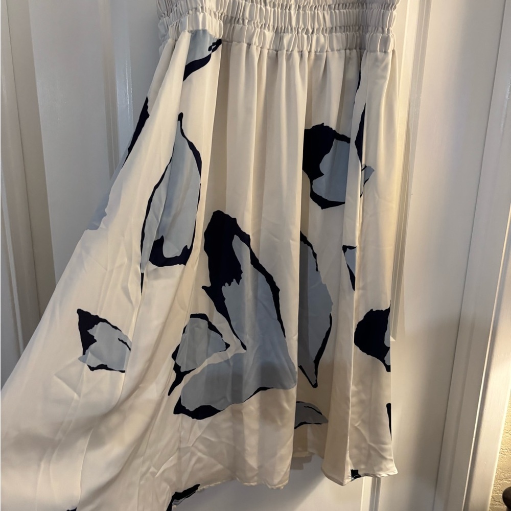 Worthington White Maxi Skirt with Blue Floral Print Sz XLT - Picture 2 of 12